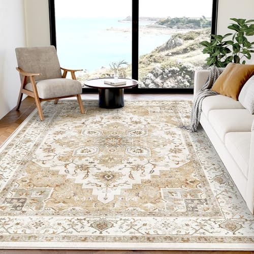 AMADA HOMEFURNISHING 5x7 Area Rugs, Washable Living Room Rug Low-Profile with Non-Slip Backing & Durable Edge Binding, Vintage 5x7 Rugs for Living Room, Bedroom, Dinning Room by AMADAHOMEFURNISHING