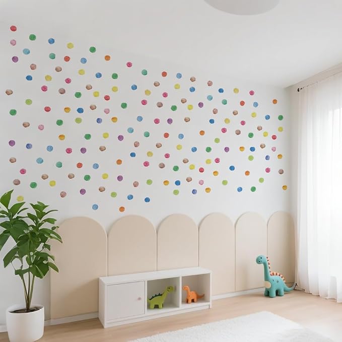 Rainbow Polka Dot Wall Stickers Peel and Stick Decals 6 Sheets | Peel & stick, no residue, watercolor, nursery kids room bedroom playroom classroom decor, DIY craft, safe non-toxic material - Image 3
