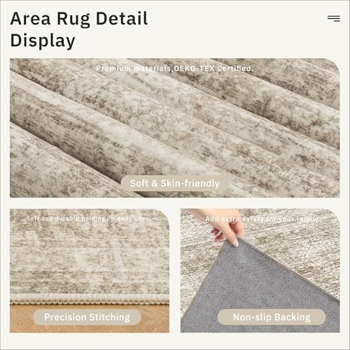 Soalmost Runner Rug 2x10 Washable Non-Slip Hallway Kitchen Runners Brown - Image 6