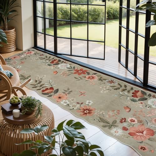 Lahome Floral Runners for Hallways, 2'6''x8' Kitchen Runner Rug Non Slip - Image 2
