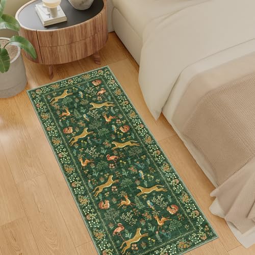 DUKINO 2x5 Rug for Hallway, Washable Animal Runner Rug Non Slip, Green - Image 6