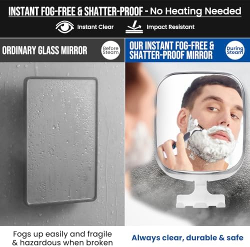 TAILI Shower Mirror Fogless for Shaving,Fogless Mirror Suction Wall Mounted - Image 3