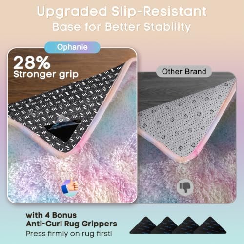 Ophanie Rainbow Colorful Rugs for Living Room 5x8, Unicorn Fluffy Shag Fuzzy Plush Soft Carpets, Floor Shaggy Area Rugs for Bedroom, Carpet for Kids Girls Dorm Nursery Home Decor Aesthetic - Image 4