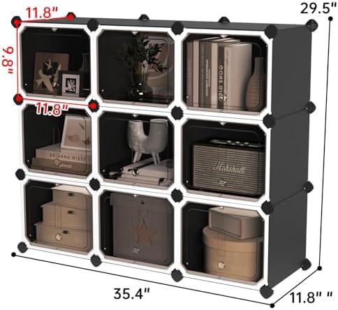 MAGINELS Cube Storage Organizer with Door,Cube Shelves Units, Plastic Storage Cubes, DIY Closet Organizer, Modular Closet Storage Shelves Ideal for Home, Bedroom, (9 Cube) - Image 2