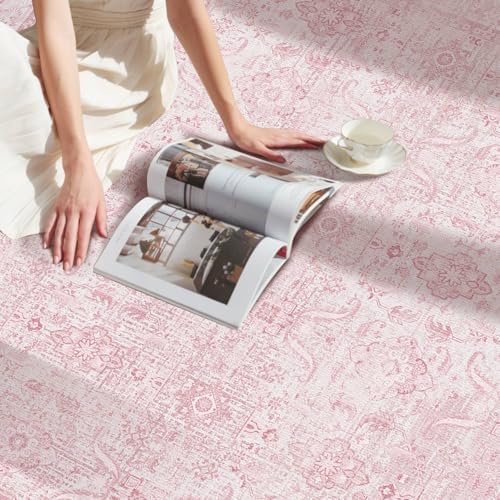 Rugxara Pink Rug 6x9 Area Rugs Washable Rug for Living Room Girls Bedroom - Image 4