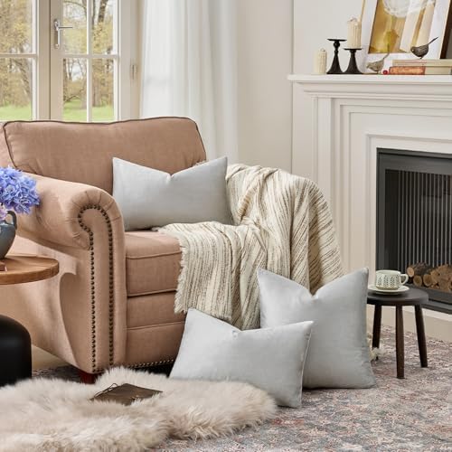 GIGIZAZA Silver Grey Velvet Throw Pillow Covers 12x20 Pack of 2 - Image 3