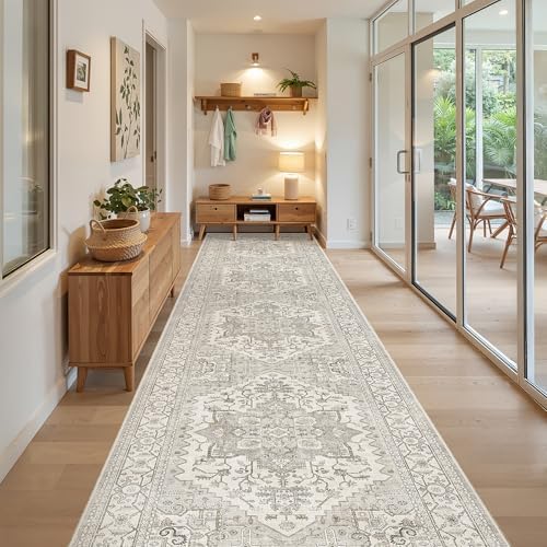 Madane Hallway Runner Rug 3x16 Washable Kitchen Runners Long, Beige/Brown - Image 2