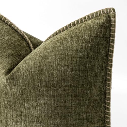 MIULEE Decorative Couch Throw Pillow Covers 18x18 Inch Olive Green 2 Pack - Image 2