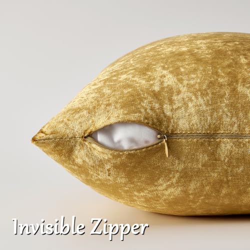 GIGIZAZA Crushed Gold Velvet Throw Pillow Covers 18x18 Pack of 2 - Image 2