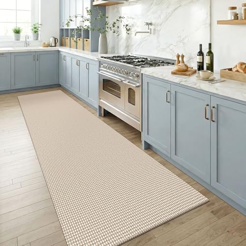 KOZYFLY Runners for Hallways 3x8 ft Washable Kitchen Runner Non Slip Rubber Backed Hall Runners Cotton Entryway Runner Rugs for Indoor Backdoor Bedroom Kitchen, Ivory Beige - Image 2