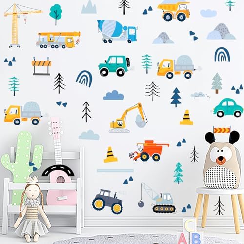 AOWDIAO Construction Vehicle Wall Decals – 90Pcs Reusable Peel and Stick Vinyl Stickers for Kids’ Room, Nursery & Playroom – Removable Truck Decoration for Boys & Toddlers - Image 5