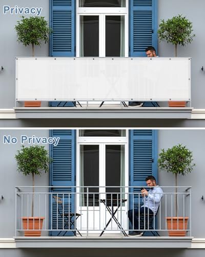 SUNLAX Waterproof Balcony Privacy Screen 3'x16' White Fence Cover - Image 2