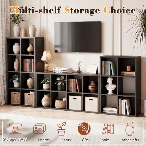 9 Cube Storage Organizer, Multifunctional Bookcase, Black Cube Bookshelf - Image 5