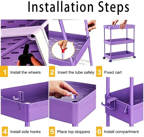SPACELEAD 2-piece Set Slim Storage Cart 3 Tier,Bathroom Organizer Rolling Utility,Mobile Shelving Unit Slide Out for Office, Kitchen, Laundry Room & Narrow Places - Image 6