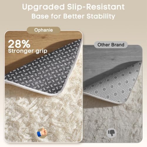 Ophanie Rugs for Living Room, Upgrade Non-Slip Fluffy Soft 5x8 Area Rug, Shag Large Fuzzy Plush Carpets for Bedroom Ivory, Shaggy Kids Dorm Home Decor with Over 99 pcs Pile fibers - Image 6