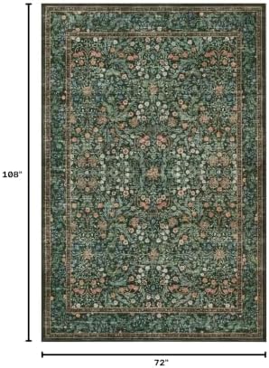 Rugxara Green Floral 6x9 Area Rugs Washable Rug for Living Room Bedroom - Image 2