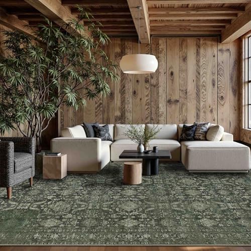 Rugxara Green 9x12 Area Rugs for Living Room Bedroom Large Washable Rug - Image 3