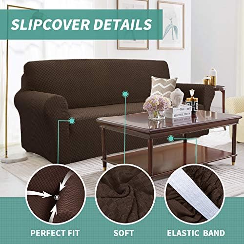 YEMYHOM Couch Cover Latest Jacquard Design High Stretch Extra Large Sofa Covers Pet Dog Cat Proof Oversized Slipcover Non Slip Magic Elastic Furniture Protector (XL Sofa, Dark Coffee) - Image 3