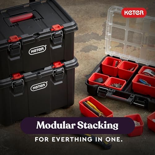 Keter Stack N Rolling Tool Box Modular Storage System 3 Piece - Image 5