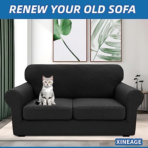XINEAGE 3-Piece Stretch Loveseat Sofa Cover, Washable Couch Covers for Dog - Image 4