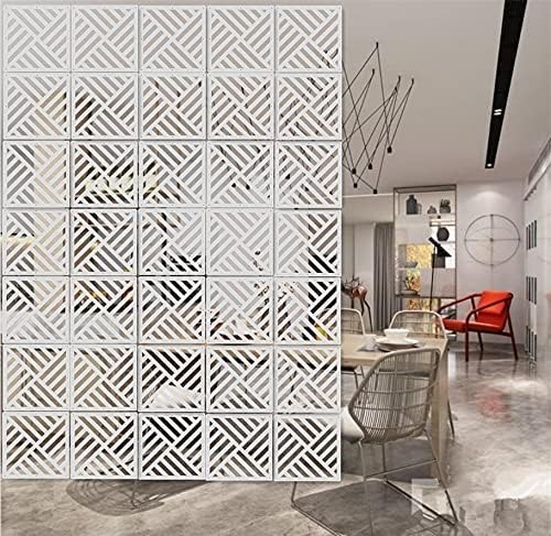 White Hanging Room Divider,12 Pieces Wood-Plastic DIY Panel Screens Partition Wall Dividers Room Decoration with All Accessories 11.4x11.4 Inch - Image 2
