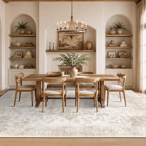 Rugxara 9x12 Extra Large Area Rug,Neutral Vintage Boho Rug for Living Room - Image 3