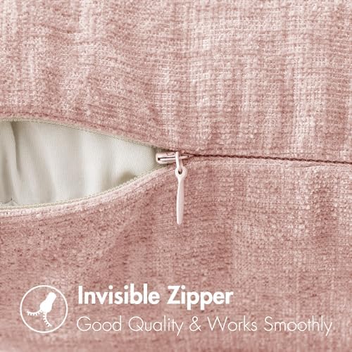 MIULEE Soft Chenille Throw Pillow Covers Pink 20x20 Inch Pack of 2 - Image 3