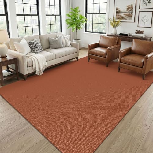KOZYFLY Orange 6x9 Dining Room Rugs, Washable Area Rug for Living Room, Non Slip Rugs for Bedroom, Braided Floor Carpet for Nursery, Office, Cotton Rug Home Indoor Decor, Burnt Orange/Tan by KOZYFLY