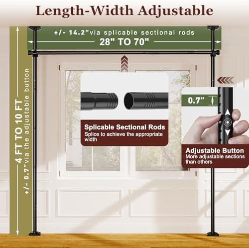 Goovilla Room Divider for Room Separation, 4-10ft(H) 28-70inch(W), Black - Image 2