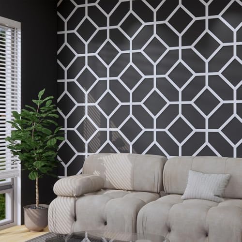 PVC Modular Decorative Fretwork Wall Panels for Living Room Lobby Bedroom, 8PCS Cross Grid-White Matte White Finish by Unknown