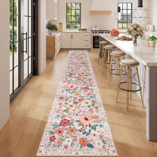 DUKINO 2x12 Washable Runner Rug, Non Slip Long Kitchen Runner Rug, Beige - Image 3