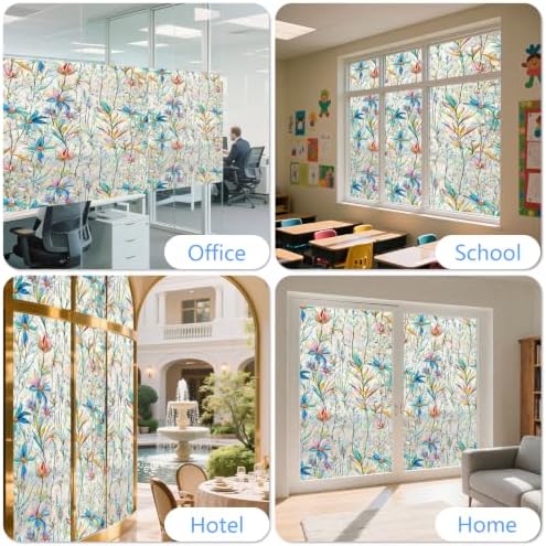 Finnez Stained Glass Window Film, Rainbow Sticker Blue Lotus 23.6″ x 78.7″ - Image 5