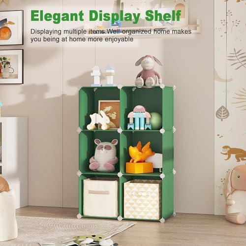 C&AHOME 6-Cube Storage Organizer Cube Shelf Closet Storage Bookcase, Green - Image 5