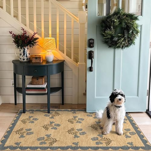 3x5 Floral Entry Rug - Washable Indoor Outdoor Mats for Front Door - Image 5