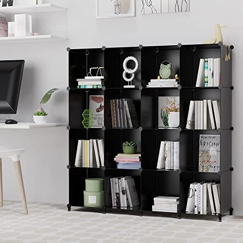 HOMIDEC Closet Organizers and Storage, 16 Cube Storage Organizer, Closet Organizer Bookshelf Cubes Shelves for Clothes, Bedroom, Kids Room, Bathroom, Wardrobe, Garment Racks, Black - Image 3