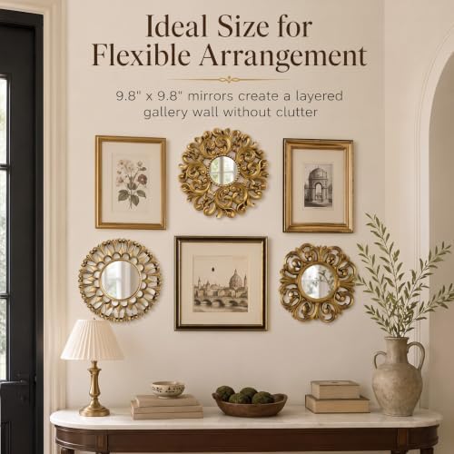 Mifoci Vintage French Wall Mirror Set of 3 Antique Gallery Decor,Round - Image 5