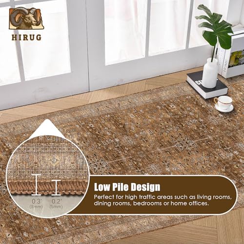 Washable Area Rug 2'6'' x 8' Vintage Traditional Persian Mat - Foldable Distressed Non-Slip Machine Washable Carpet for Living Room Bedroom Kitchen Home Decor - Bronze and Ivory - Image 5