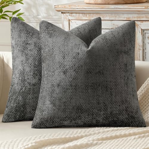 MIULEE Decorative Couch Throw Pillow Covers 16x16 Inch Dark Gray 2 Pack by MIULEE