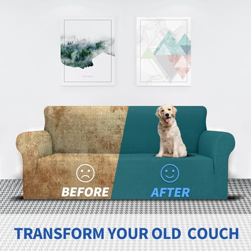 MAXIJIN Stretch Oversized Couch Covers for 3 Cushion Couch (91"-110"), 1-Piece Large Sofa Cover Slipcover Furniture Protector for Kids,Dogs (Extra Large, Diamond Pattern Blackish Green) - Image 5