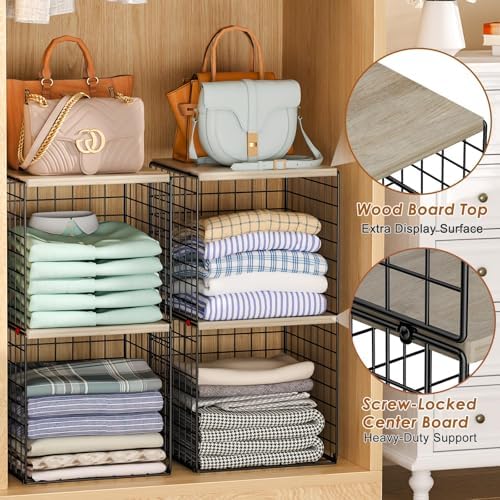 4-Tier Stackable Closet Organizers and Storage, Clothing Cube Shelves - Image 4