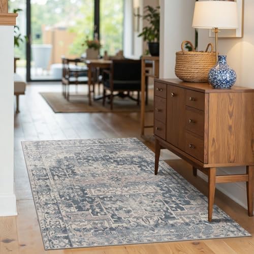 Rugxara Blue 3x5 Rug for Entryway Bedroom Washable Area Rugs Carpet - Image 2