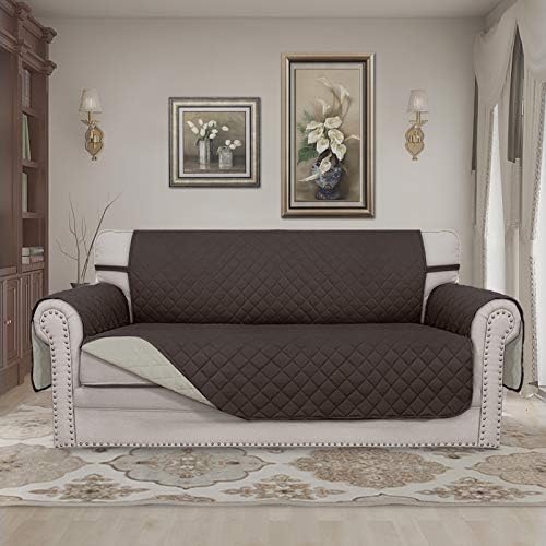 Easy-Going Reversible Couch Cover, 2 Cushion Sofa, Chocolate/Beige - Image 2