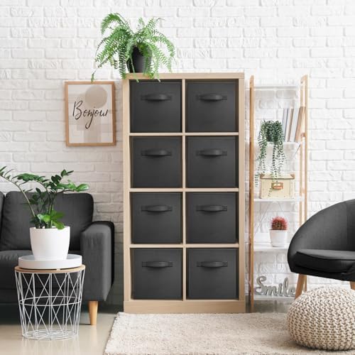Sorbus Fabric Storage Cubes, 8 Pack, with Handles (13 Inch, Black) - Image 5