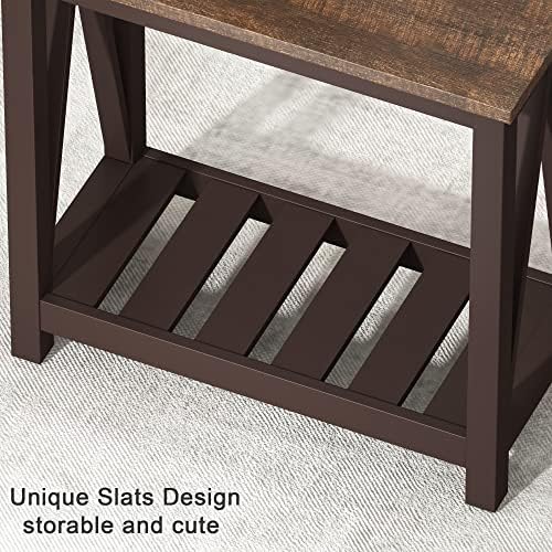 ChooChoo Farmhouse End Table, Narrow Side Table with Shelf - Image 7