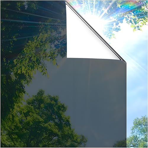 Coavas One Way Privacy Window Film, Sun Blocking Reflective Window Film See Out Not in, Heat Control Window Tint for Home, Anti UV Static Cling for Windows Office Door (Black, 45.2 Inch X 6.5 Feet) by Coavas