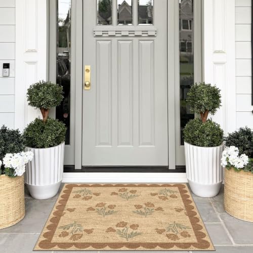 3x3 Square Floral Entry Rug, Front Door Mat Indoor Outside Entrance - Image 6