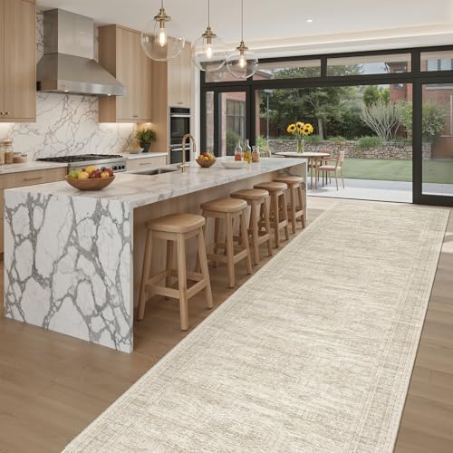 Soalmost Washable 3x20 Hallway Runner Rug Non-Slip Kitchen Entry Rugs Beige - Image 4
