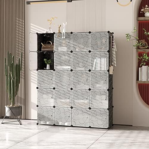 C&AHOME 20-Cube Storage Organizer with Door Platic Closet Organizer Black - Image 2