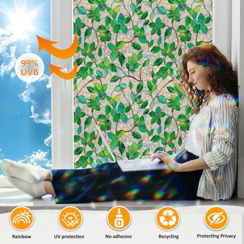 Rainbow Stained Glass Window Privacy Film Static Cling35.4x78.7in - Image 3