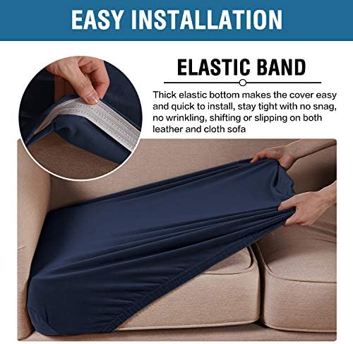 H.VERSAILTEX Velvet Stretch Couch Cushion Cover Plush Cushion Slipcover for Chair Cushion Furniture Protector Seat Cushion Sofa Cover (1 Piece Armchair Cushion Covers, Navy) - Image 4